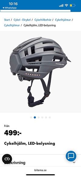 Biltema Yosemite cykelhjälm M grå med LED-belysning