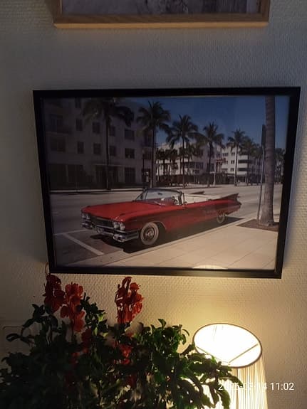 Poster med ram 30x40cm 1959 Cadillac Röd