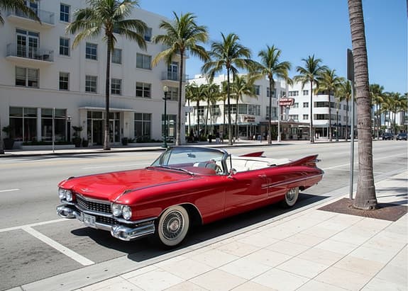 Poster med ram 30x40cm 1959 Cadillac Röd