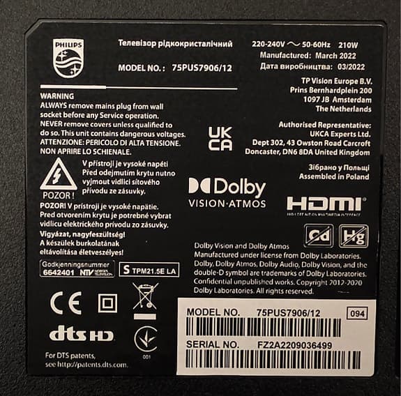 T-CON Kablar / Ribbonkablar till Philips 75PUS7906/12