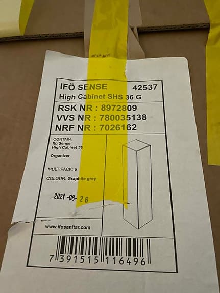 Ifö Sense högskåp SHS 36 G badrumsskåp 172,5 cm grafitgrå