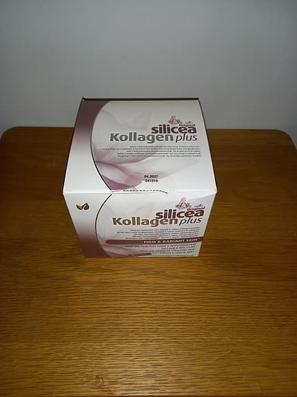 Drickbart kosttillskott med kollagen 56 dospåsar, öppnad låda.