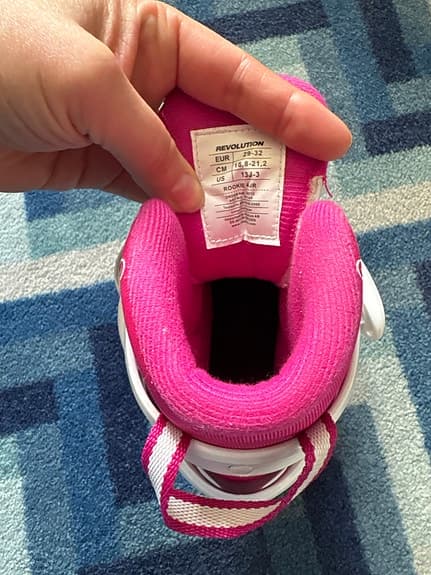 Barnskridskor justerbara vit rosa