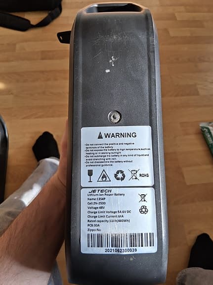 Elcykelbatteri, JETECH, 48V, 10Ah (480Wh)