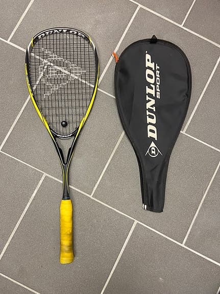 Dunlop squashracket med fodral gul