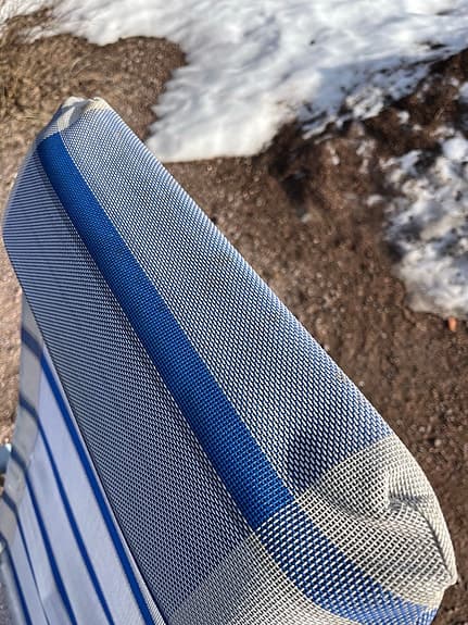 Solstol blåvit randig med fotstöd