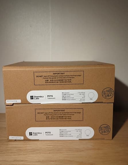 Genuin BambuLab Transparant PETG 3D Filament 2st 1kg Rullar