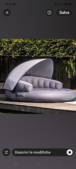 CPH Lounge uppblåsbar solsäng rund grå med tak