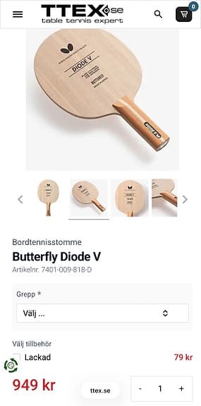 Butterfly Diode V bordtennisstomme