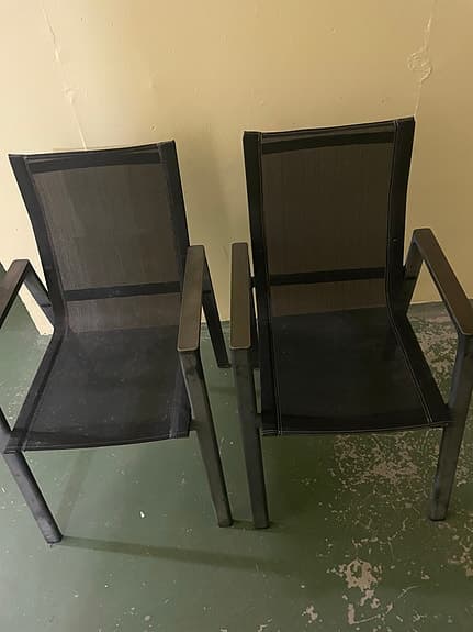 Trädgårdsstolar 2-pack svart metall och textilene