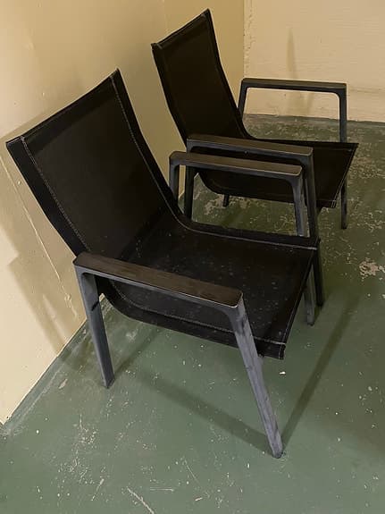 Trädgårdsstolar 2-pack svart metall och textilene