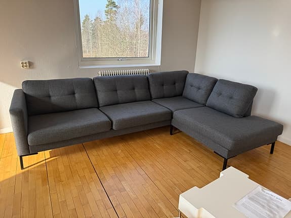 Mio hörnsoffa tyg grå i fint skick!