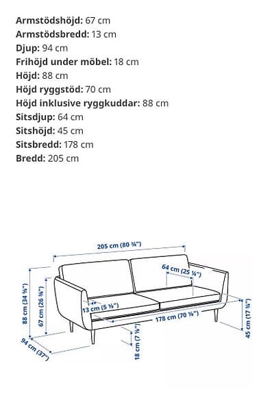 3-sits soffa SMEDSTORP IKEA soffa