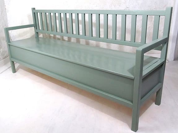 Ny grön 220cm kökssoffa i massivt trä