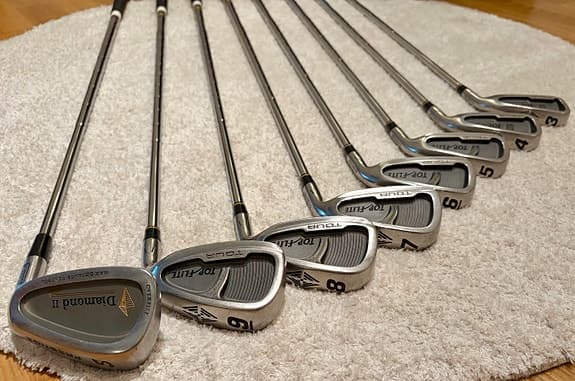 Järnset Top Flite Tour, 8 st klubbor: 3-9 plus Sand (Prestige Diamond)