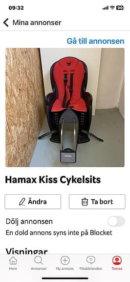 Hamax Kiss cykelsits röd svart