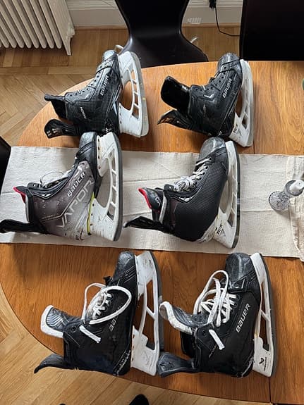 Bauer supreme Mach/Shadow och Vapor hyperlite skridskor