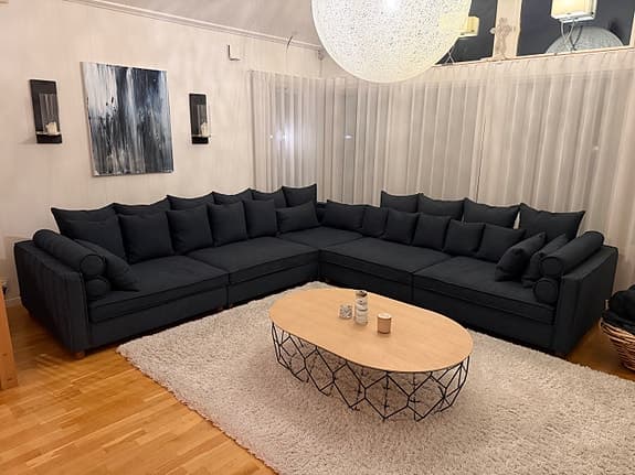 Bolia hörnsoffa mörkblå tyg, modulsoffa