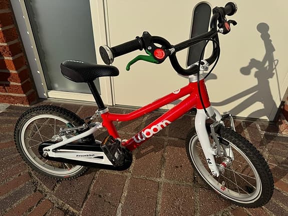 Woom barncykel 14" röd/vit