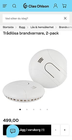 2 st 2-pack trådlösa Brandlarm brandvarnare vit