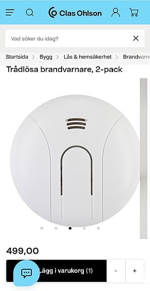2 st 2-pack trådlösa Brandlarm brandvarnare vit