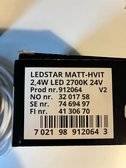 SG Armaturen Ledstar LED-spot 2,4W 2700K matt vit 24V