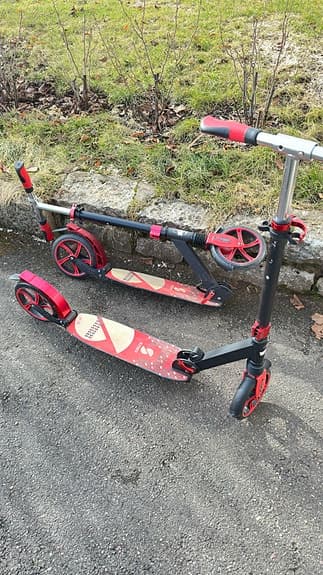 Story sparkcykel röd svart med stora hjul