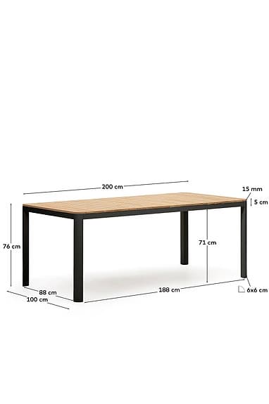Kave Home - Bona Matbord 8 platser i teak/metall
