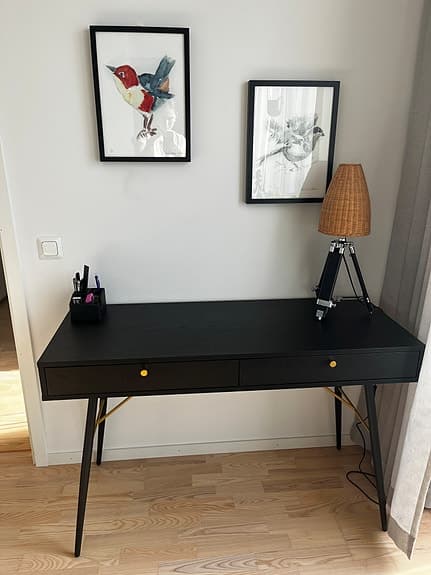 Skrivbord 'Lux' - Svart/Mässing