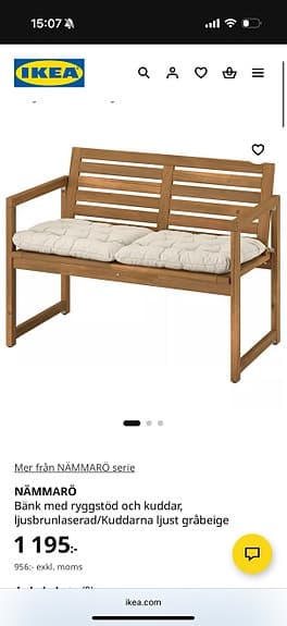 Ikea NÄMMARÖ bänk trä brun