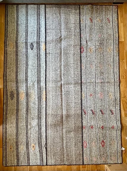 IKEA Görlev matta / kelim 170x240 cm grå/ svart mönstrad