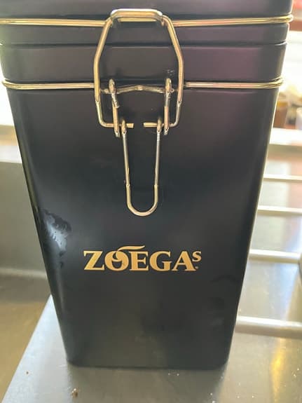Zoégas burk köksförvaring svart metall