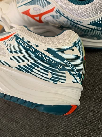 Nya Mizuno Break Shot 3 Padel/tennisskor vit blå orange storlek 40