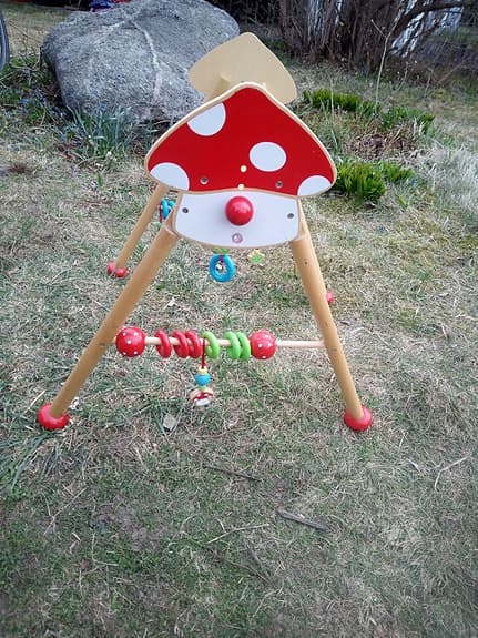Trä babygym svampmotiv flerfärgad