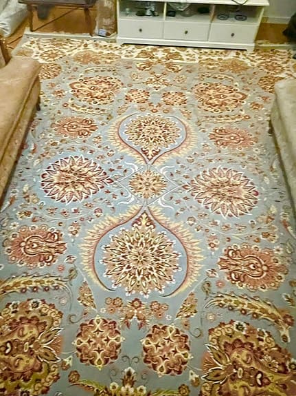 Persisk matta 12 m² (ca 3 × 4 m) – 1200 shane, silkedetaljer och relief