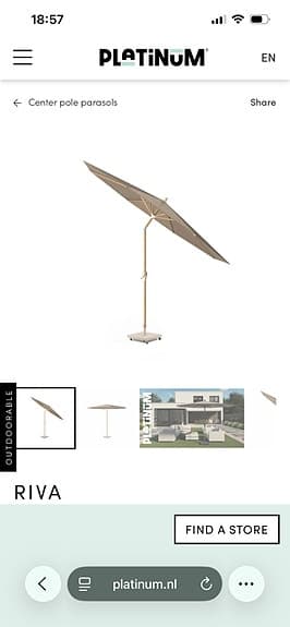 Platinum RIVA parasoll teak look/taupe 3m