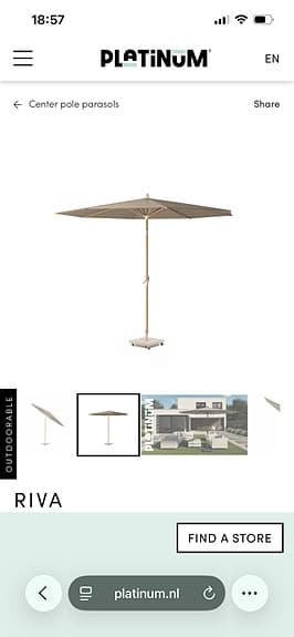 Platinum RIVA parasoll teak look/taupe 3m