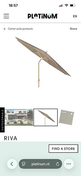 Platinum RIVA parasoll teak look/taupe 3m