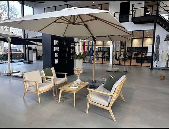 Platinum hängparasoll T2 Challenger teak/champagne
