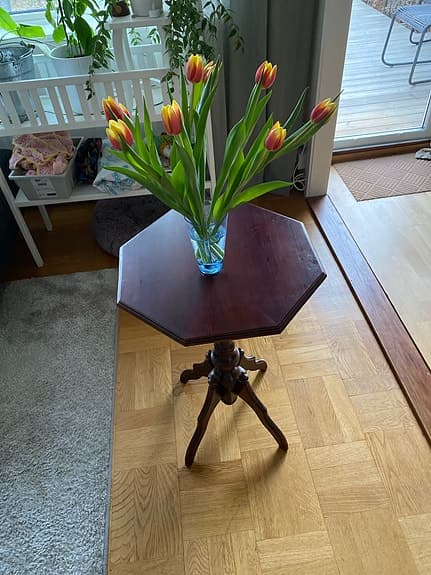 Bord, sidobord, pelarbord, åttakantigt bord
