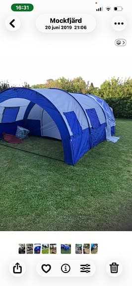 Tält stort blått och vitt