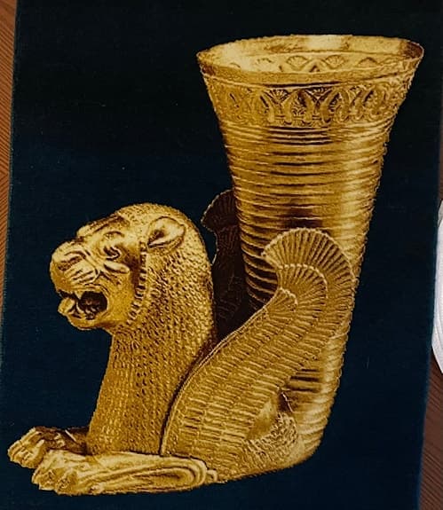 Prydnad matta med lejonmotiv grön/guld