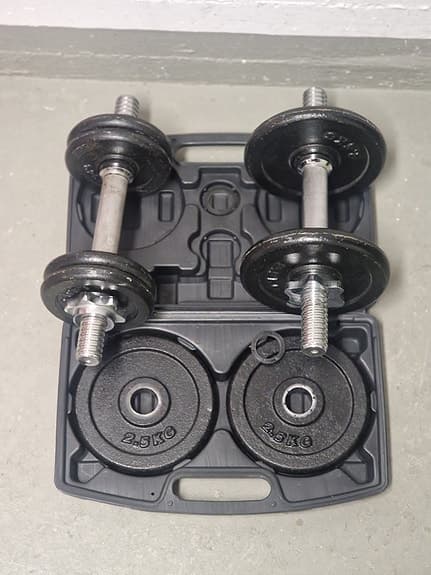Hantelset justerbara hantlar med viktskivor