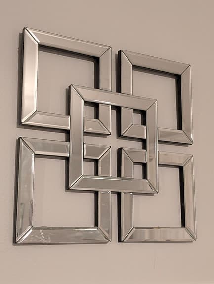 2 st Väggdekorationer spegel kvadratisk silverfärg