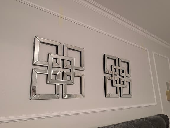 2 st Väggdekorationer spegel kvadratisk silverfärg