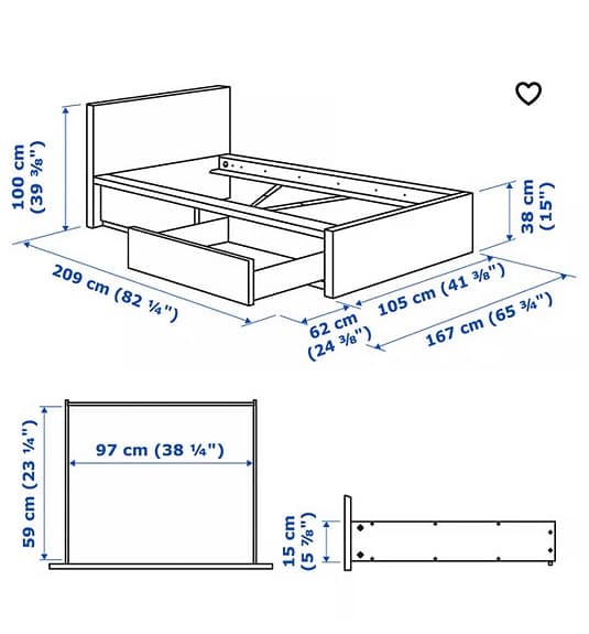 IKEA säng med förvaring 90x200 vit