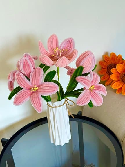 Konstgjorda blommor bukett rosa i vas