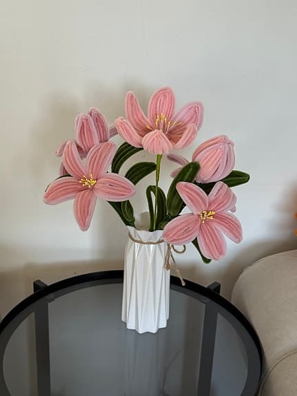 Konstgjorda blommor bukett rosa i vas