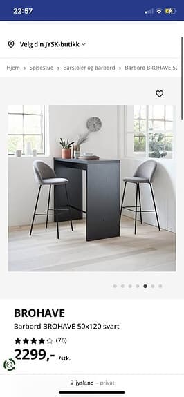Svart Barbord