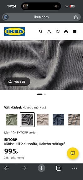 Ikea Ektorp 2sits klädsel soffa